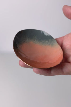 Oval Copper Dish in Blush and Grey