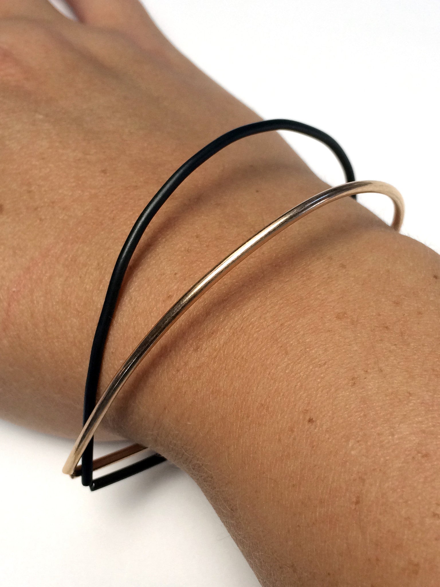 bronze and steel droplet bracelets