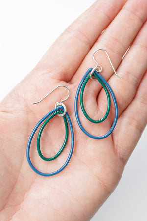 Ella earrings in Azure Blue and Emerald Green