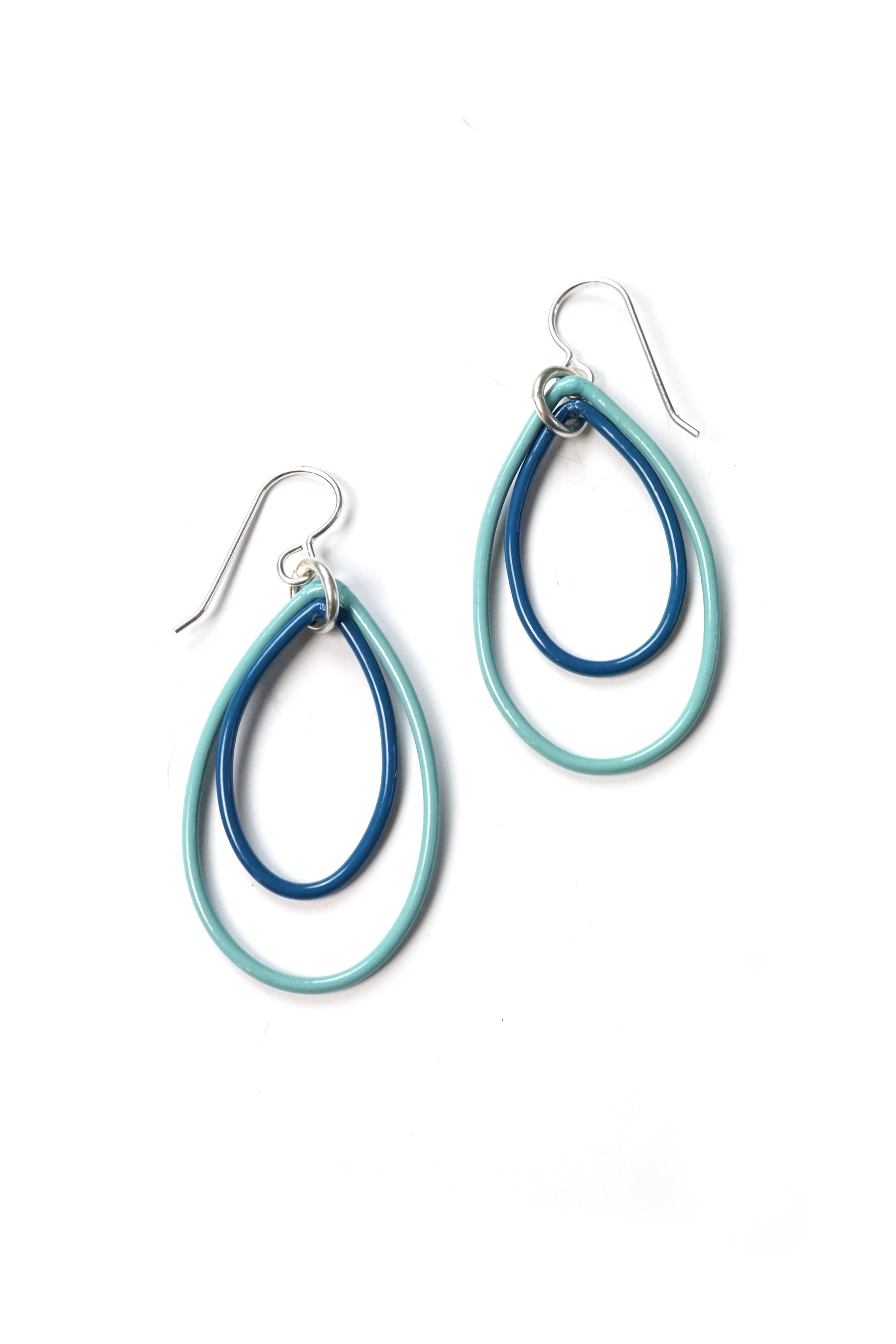 Ella earrings in Faded Teal and Azure Blue