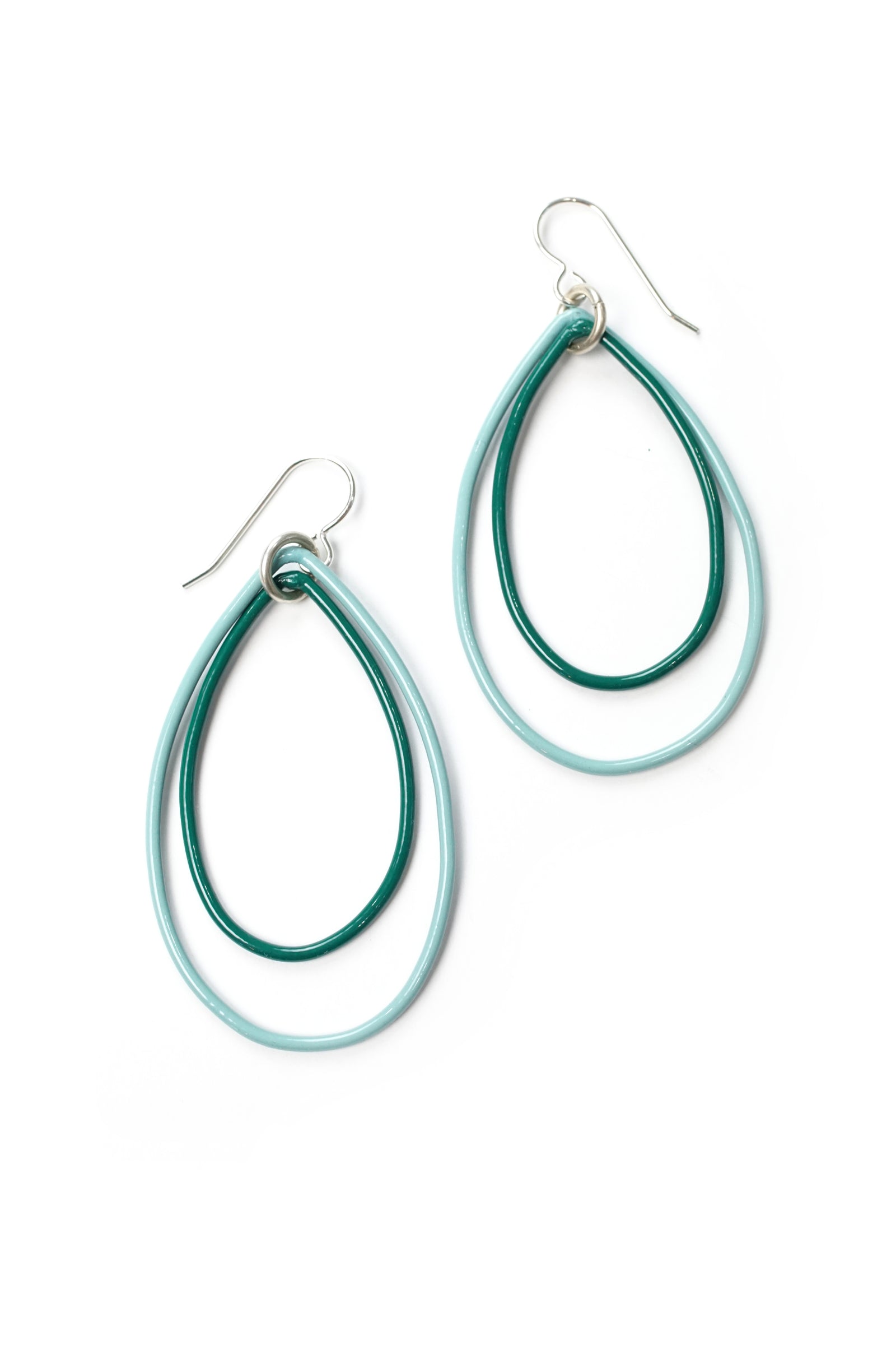 Eva earrings in Faded Teal and Emerald Green  - sample sale
