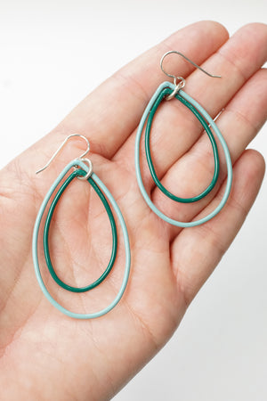 Eva earrings in Faded Teal and Emerald Green