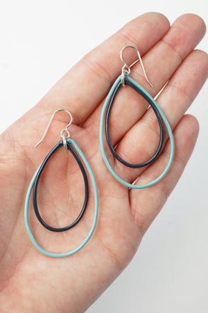Eva earrings in Faded Teal and Midnight Grey