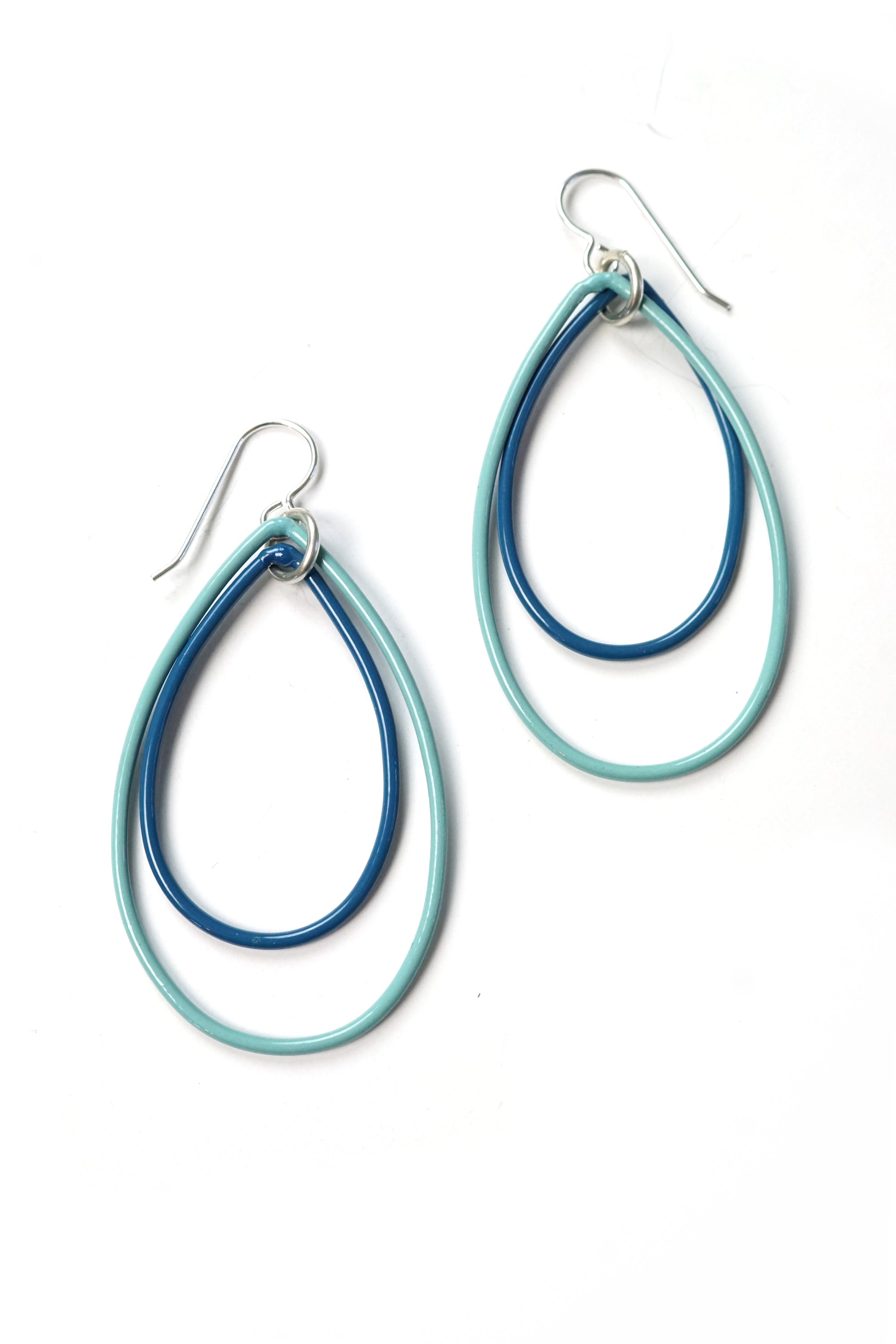 Eva earrings in Faded Teal and Azure Blue