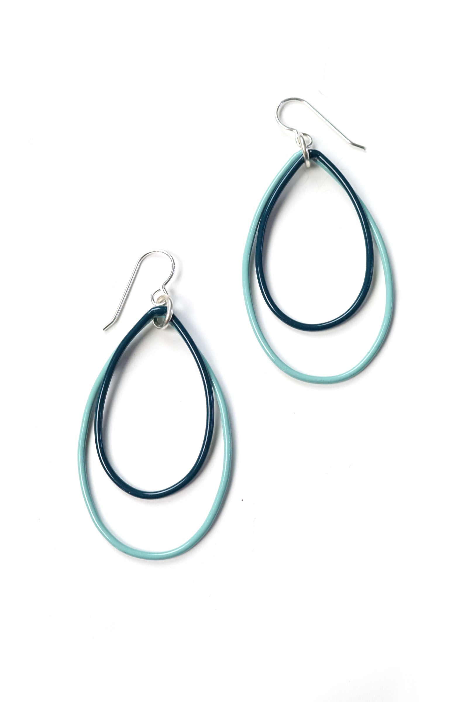 Eva earrings in Faded Teal and Deep Ocean - sample sale