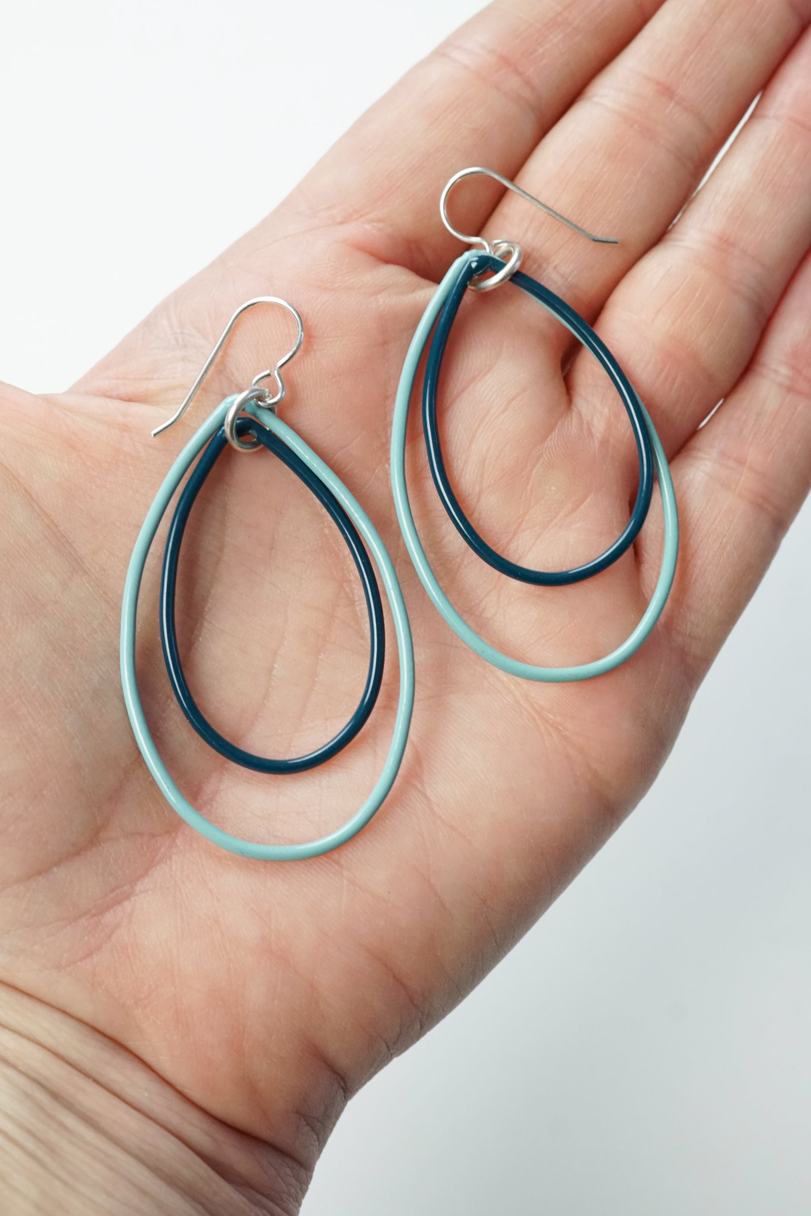 Eva earrings in Faded Teal and Deep Ocean - sample sale