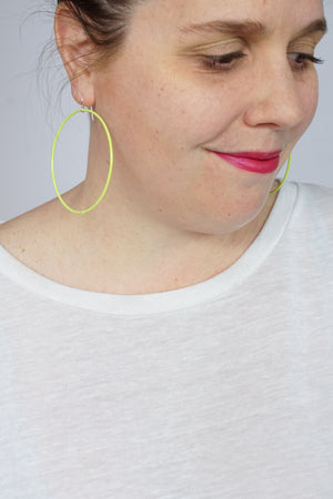 Extra Large Evident Earrings in Neon Chartreuse