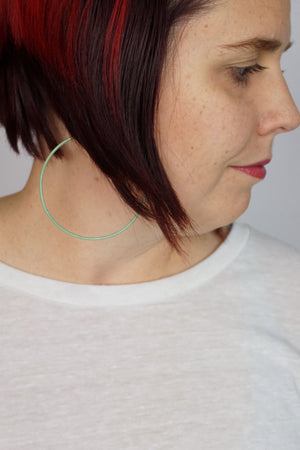 Extra Large Evident Earrings in Pale Green