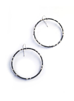Extra Large Silver on Steel Circle Earrings - sample sale