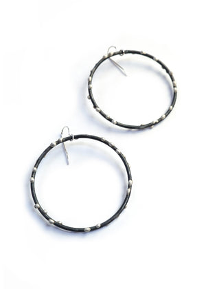 Extra Large Silver on Steel Circle Earrings - sample sale
