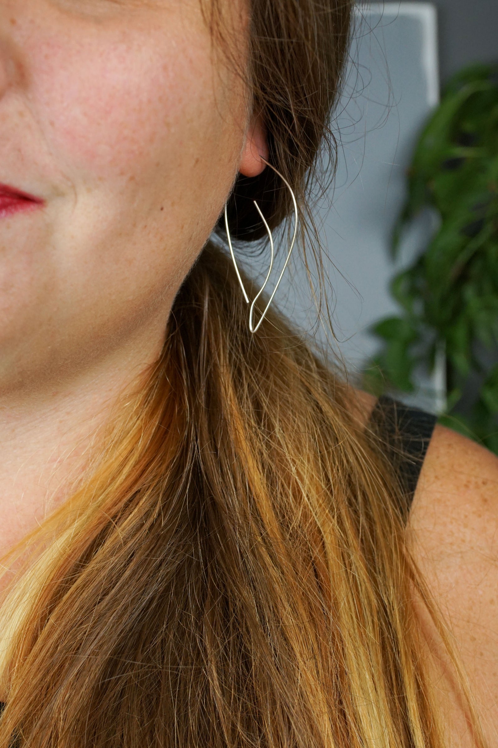 Galbe Threader Hoop Earrings in silver or gold-filled
