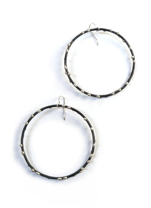 Giant Silver on Steel Circle Earrings