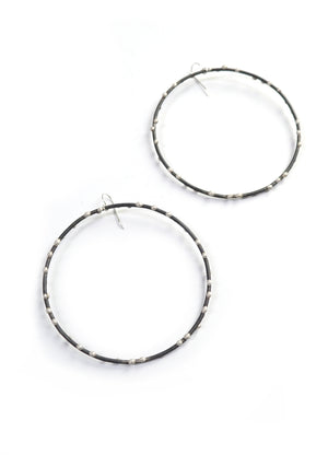 Gigantic Silver on Steel Circle Earrings