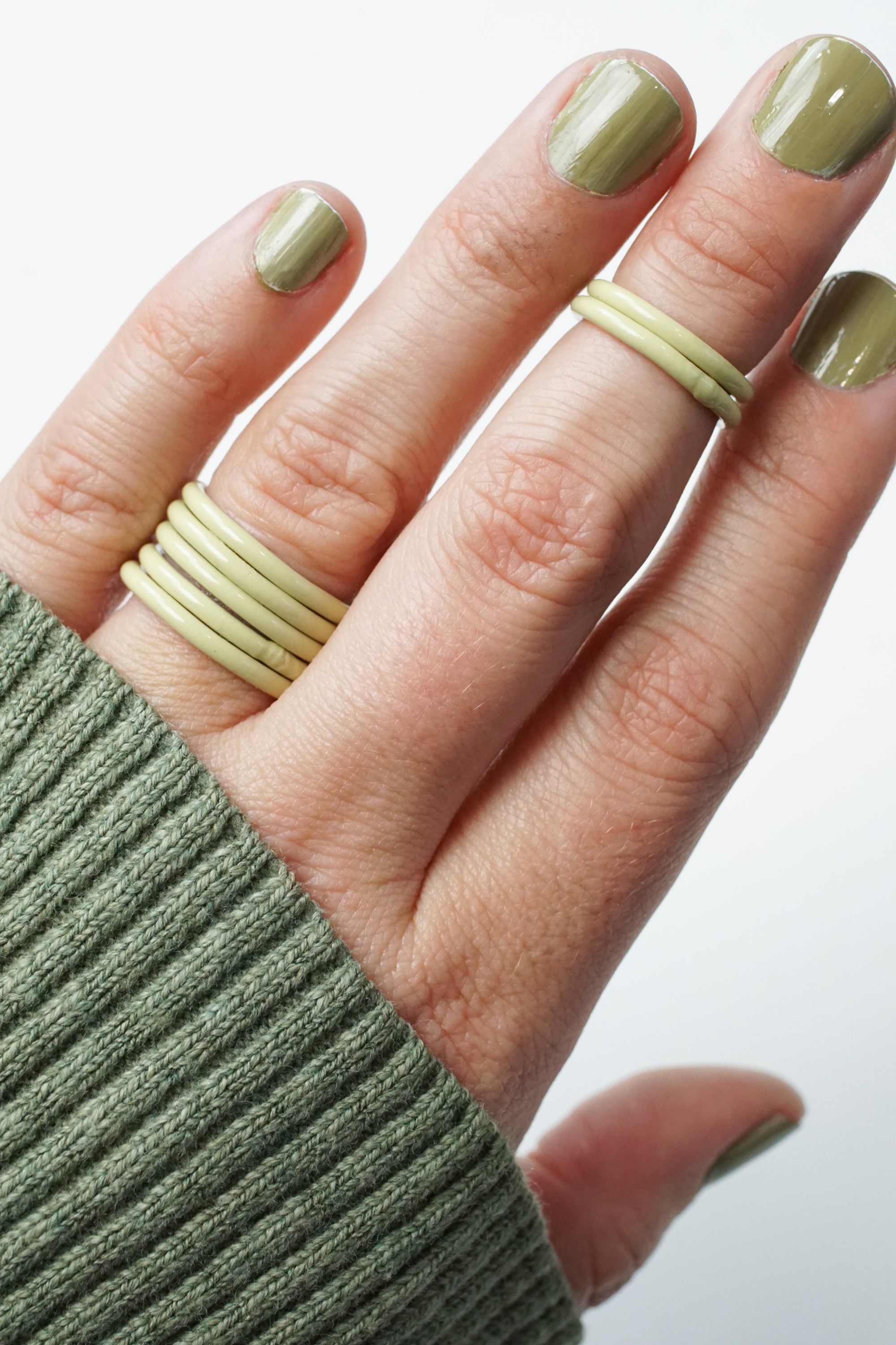 Light Yellow Green Stacking Rings, Midi Rings - megan auman