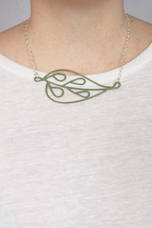 Horizontal Ada Necklace in Olive Green