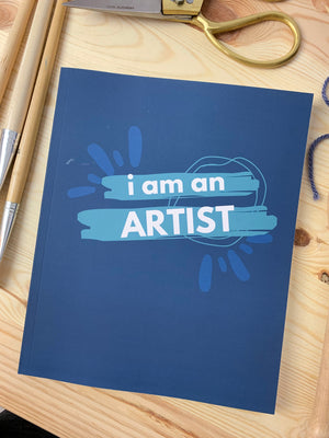 I am an artist large sketchbook in blue