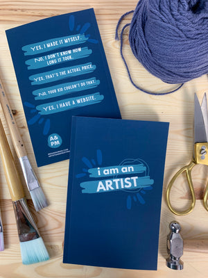 I am an artist notebook in blue