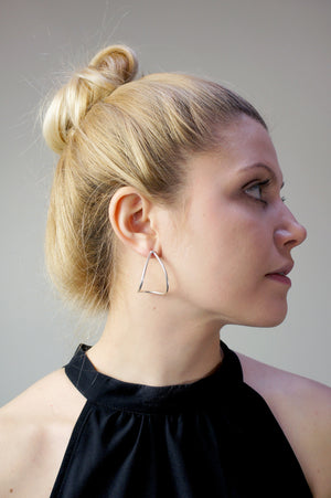 large curve post earrings in silver