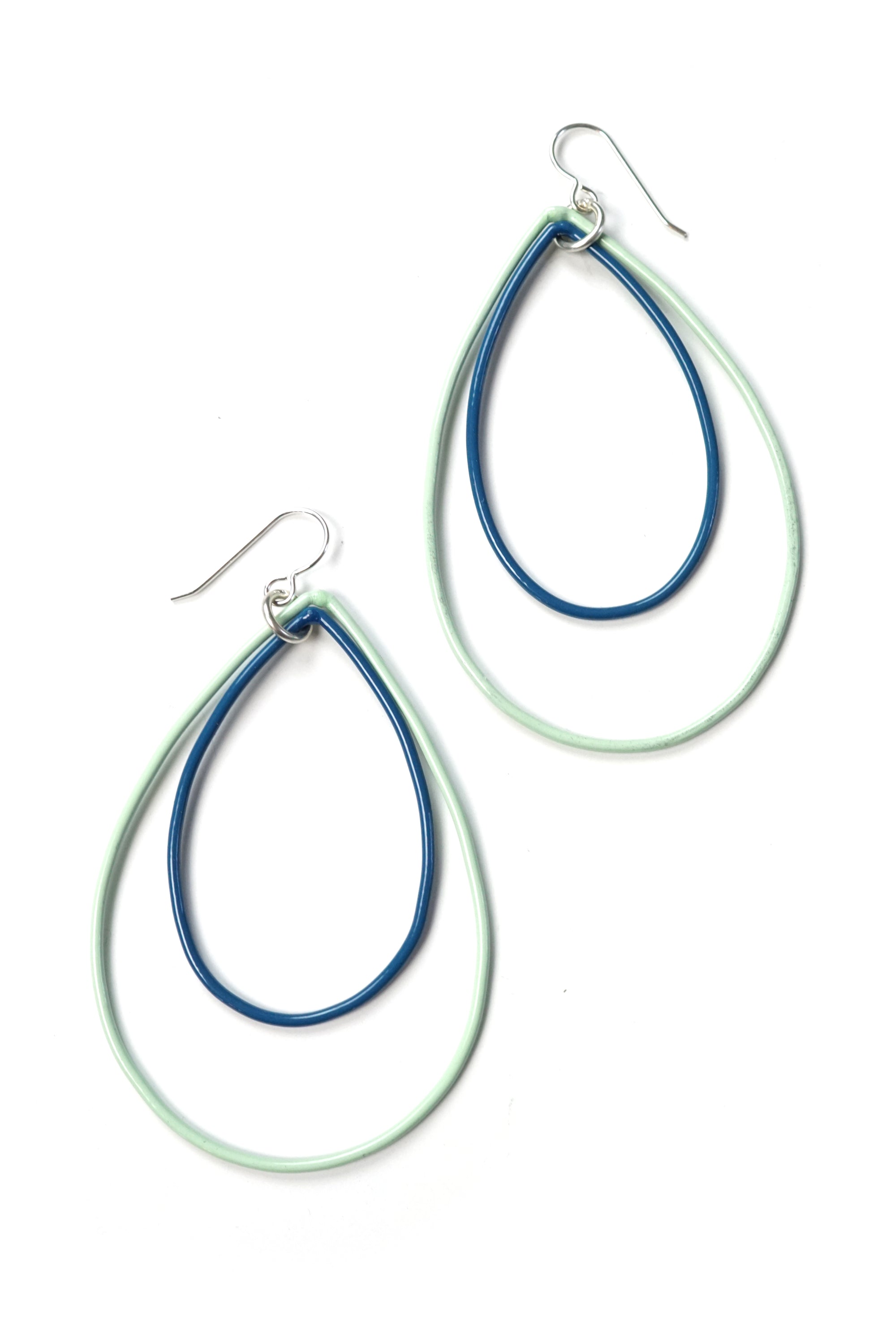 Large Eva earrings in Soft Mint and Azure Blue