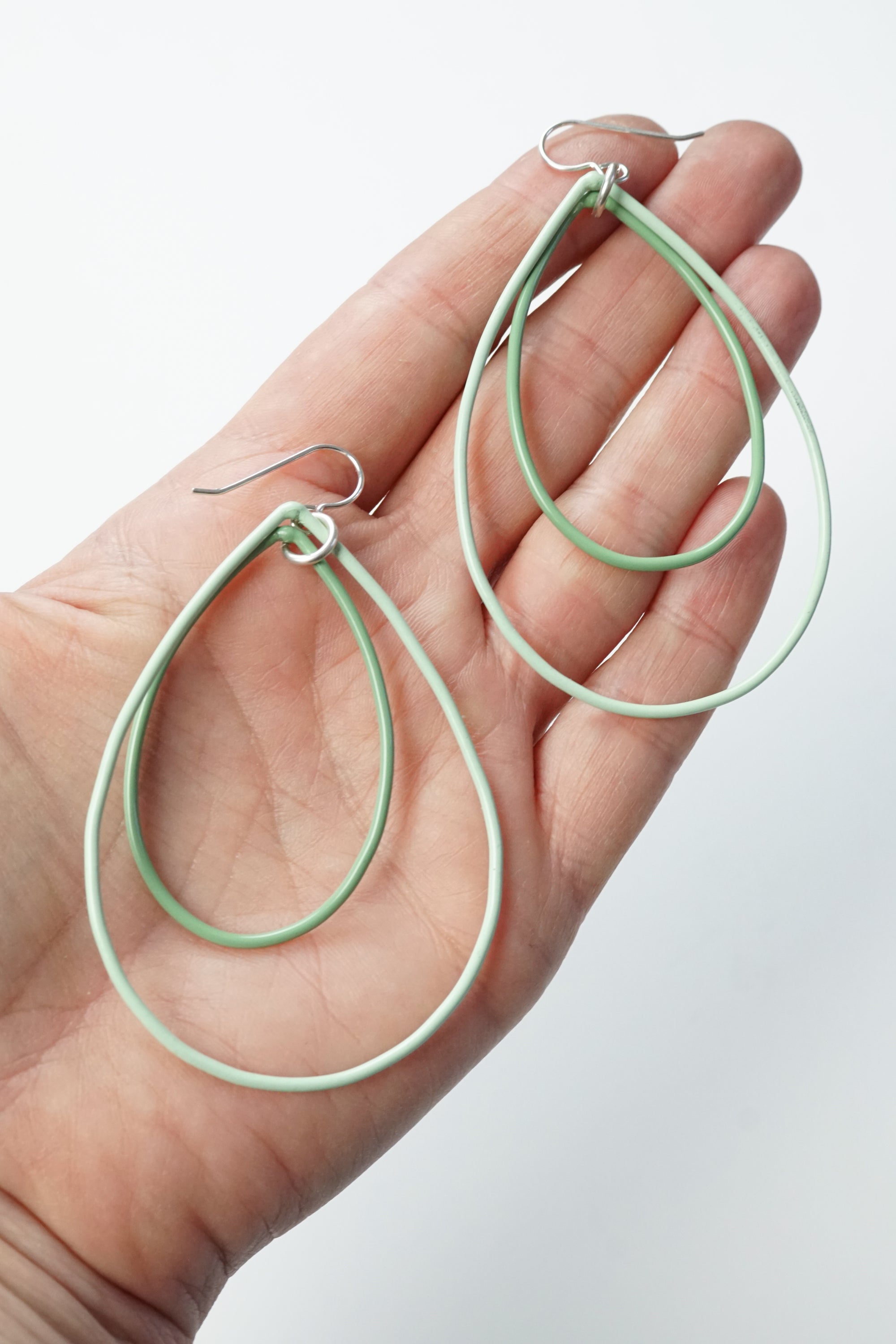 Large Eva earrings in Soft Mint and Pale Green