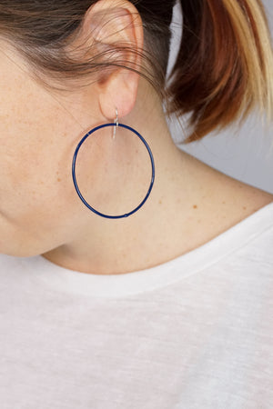 Large Evident Earrings in Blue Sapphire