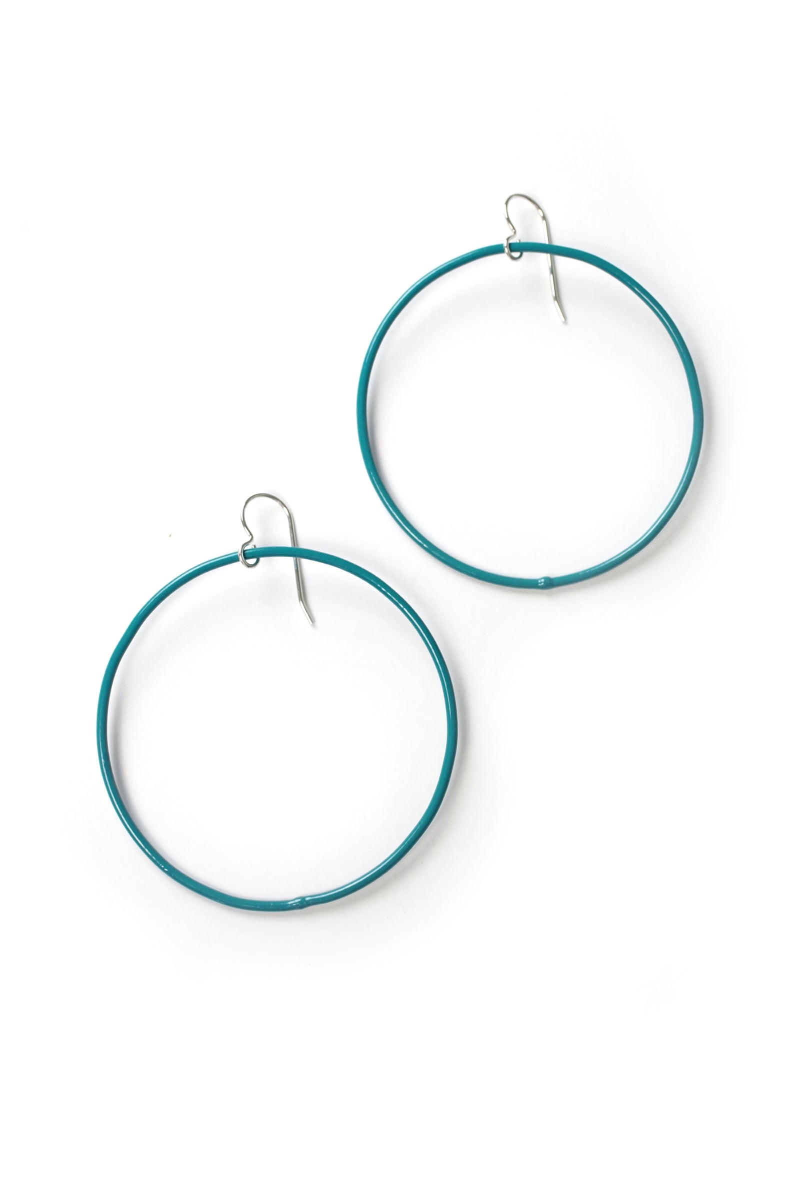 Large Evident Earrings in Bold Teal
