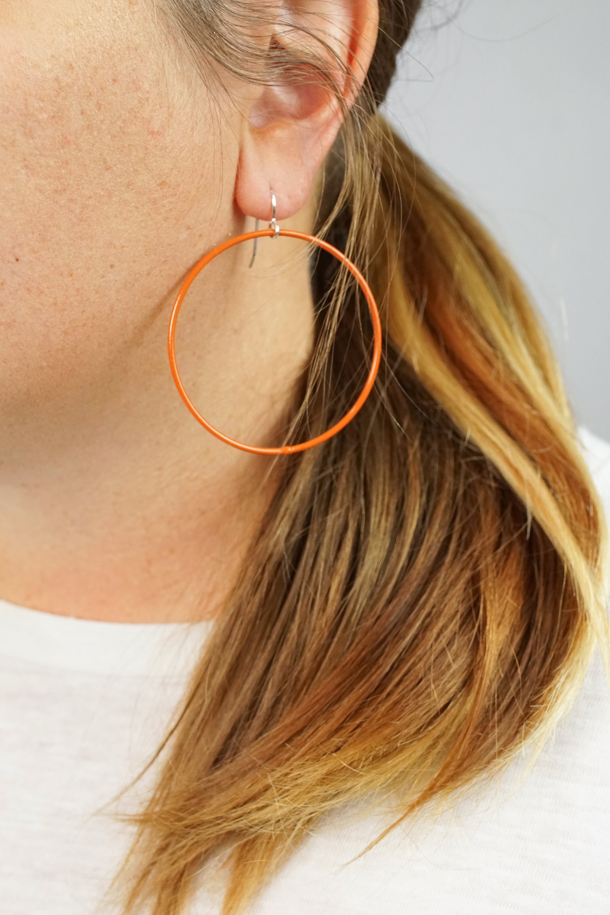 Large Evident Earrings in Burnt Orange