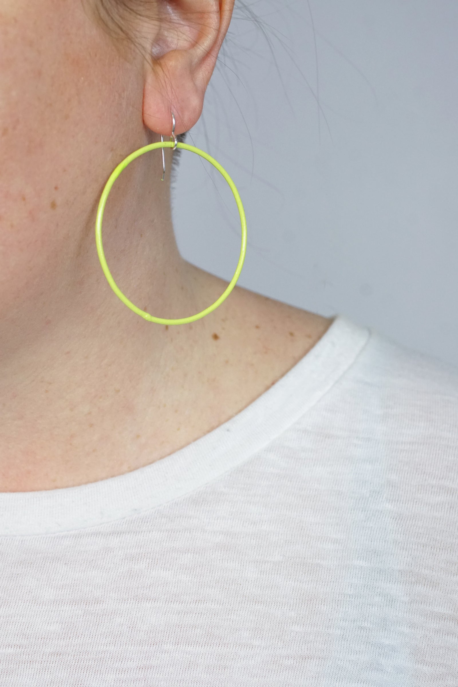 Large Evident Earrings in Neon Chartreuse