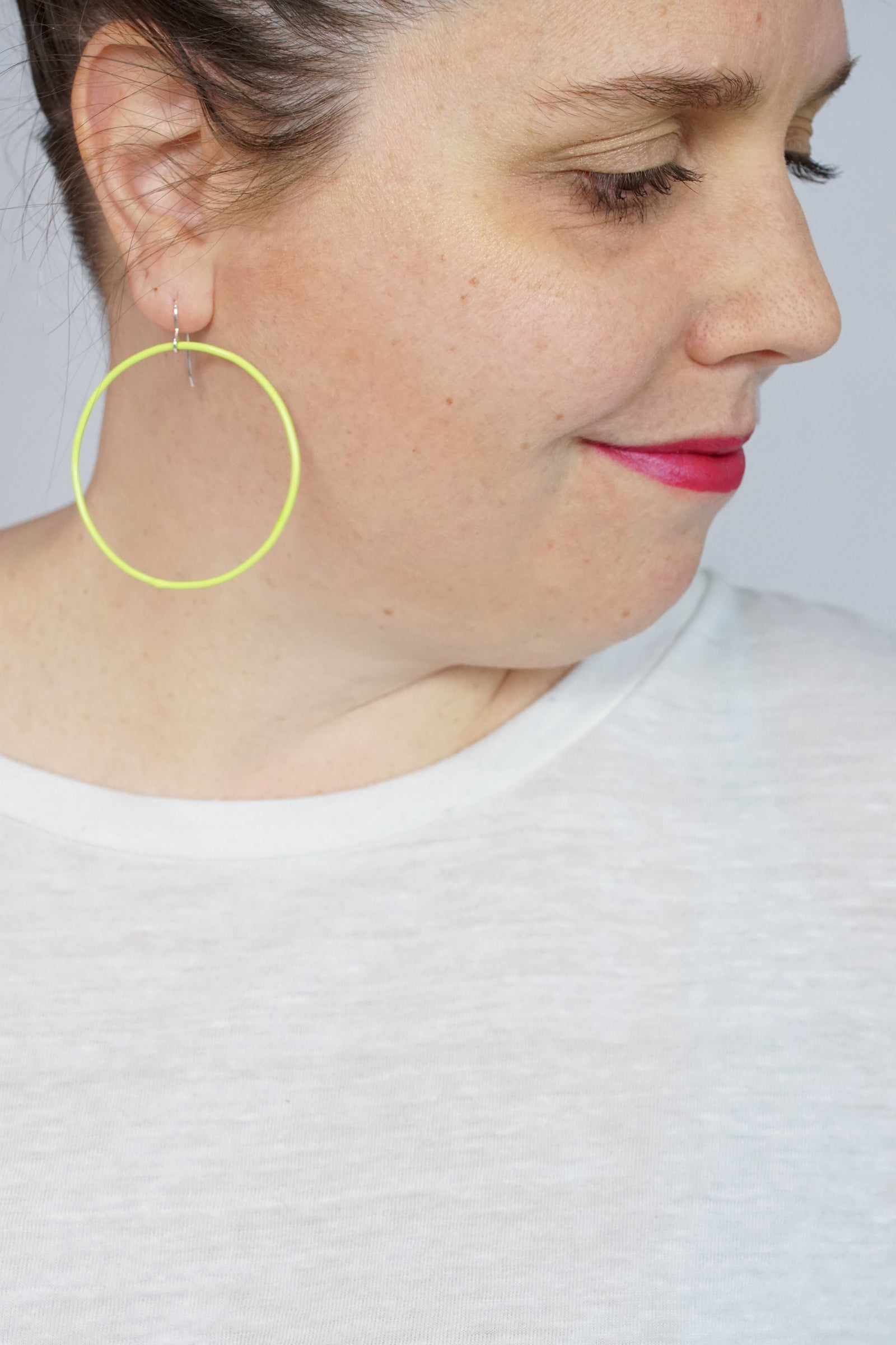 Large Evident Earrings in Neon Chartreuse