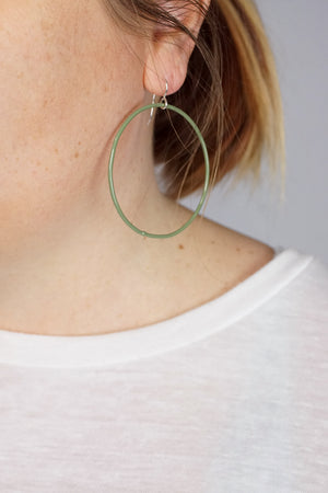 Large Evident Earrings in Olive Green