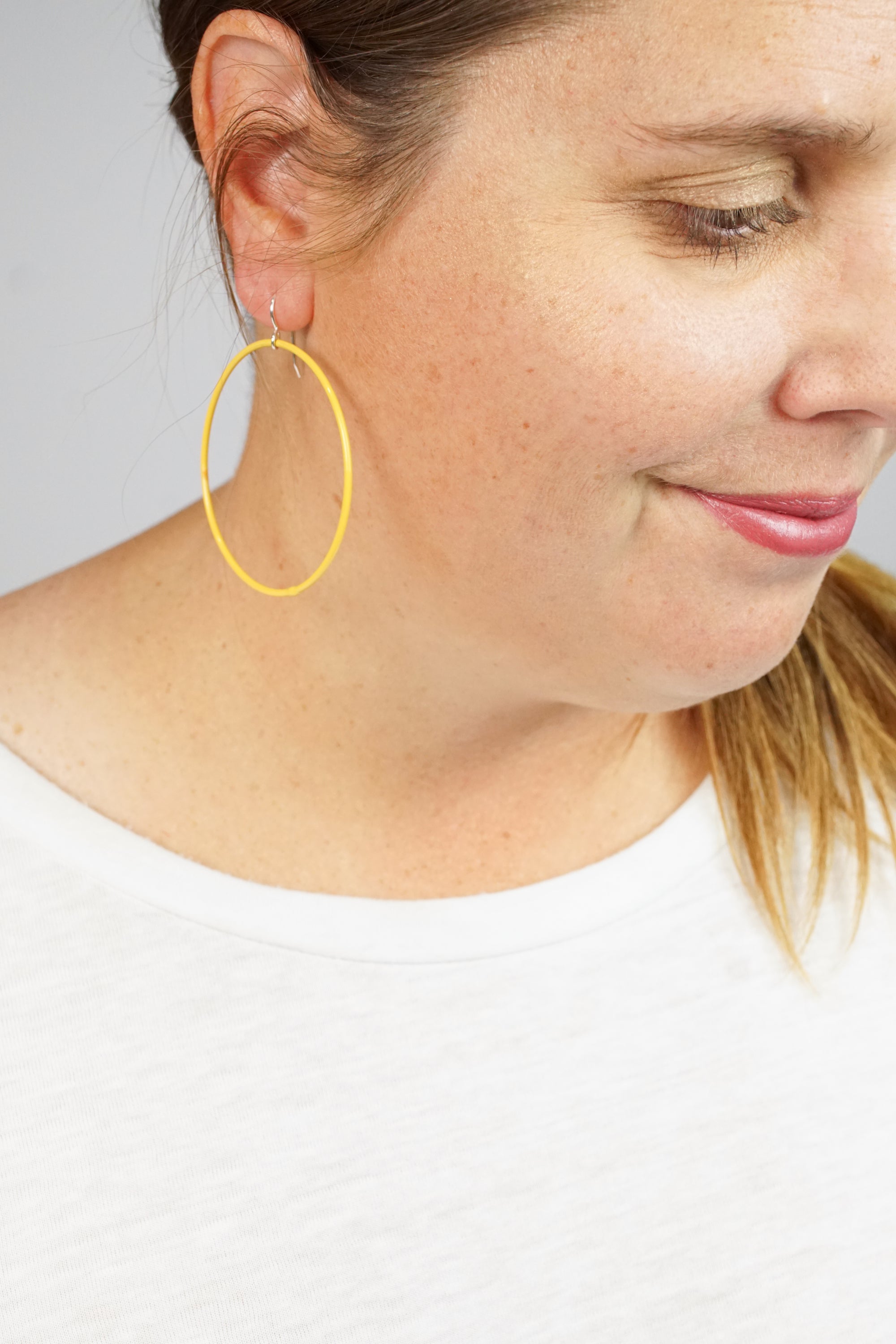 Large Evident Earrings in Saffron Yellow