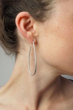 large petal hoop earrings in silver