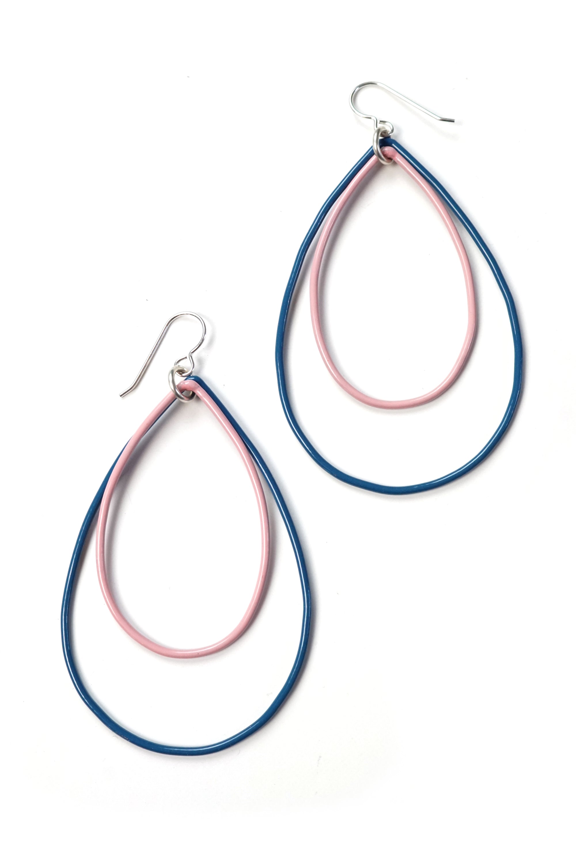 Large Rachel earrings in Azure Blue and Bubble Gum