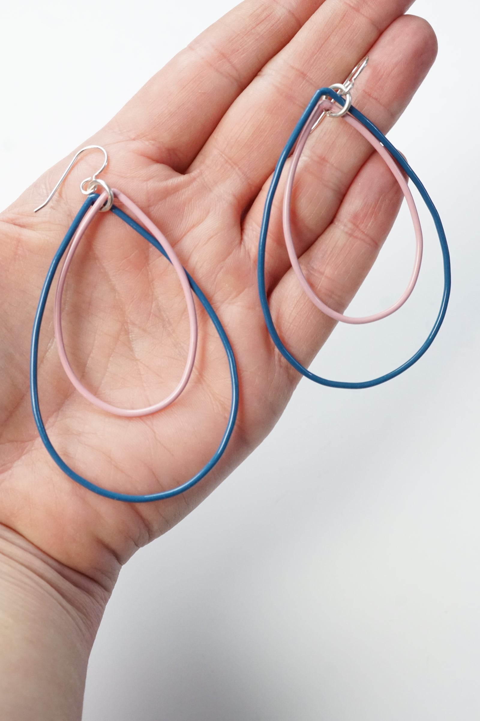 Large Rachel earrings in Azure Blue and Bubble Gum - sample sale