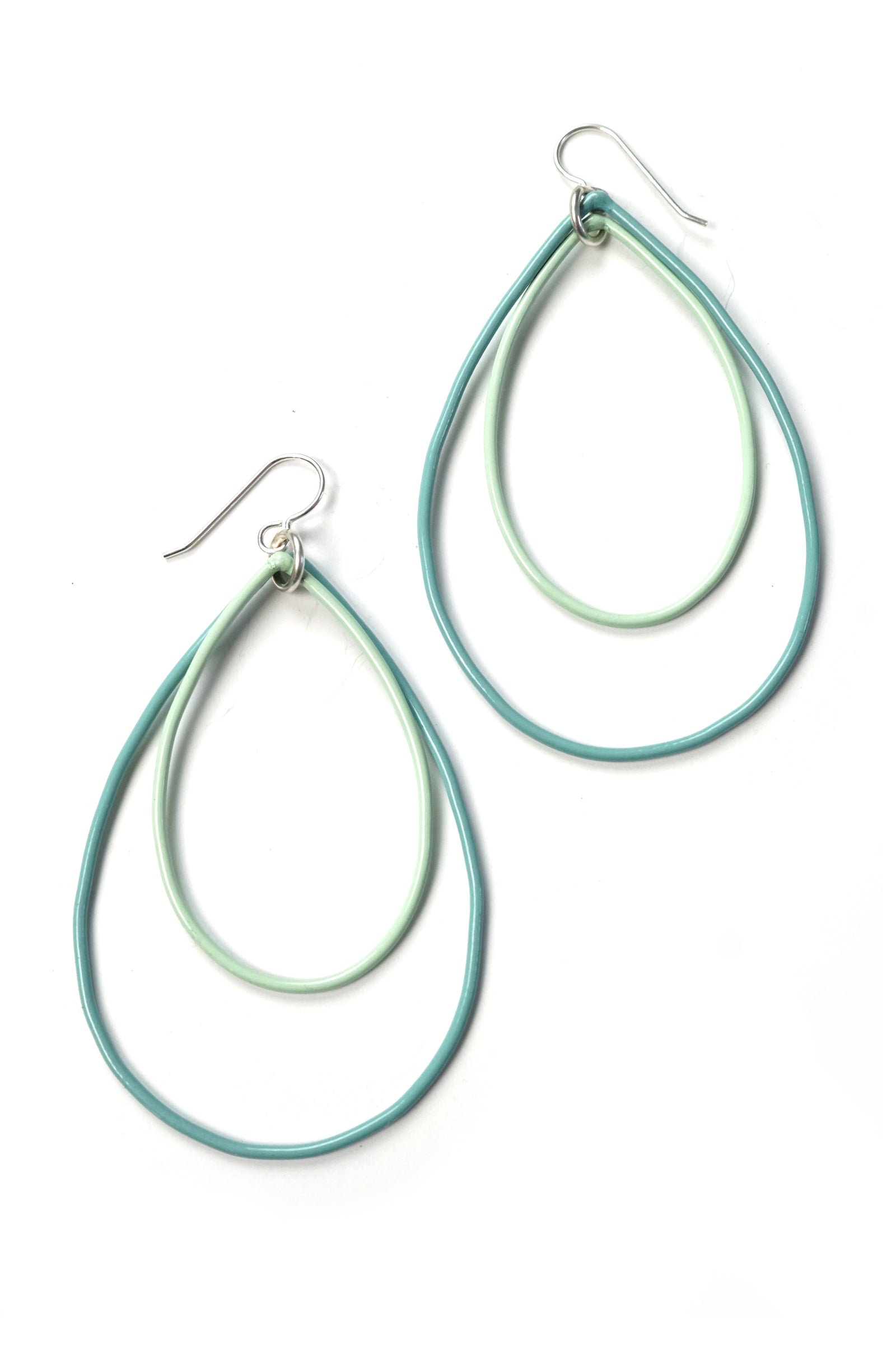 Large Rachel earrings in Faded Teal and Soft Mint - sample sale