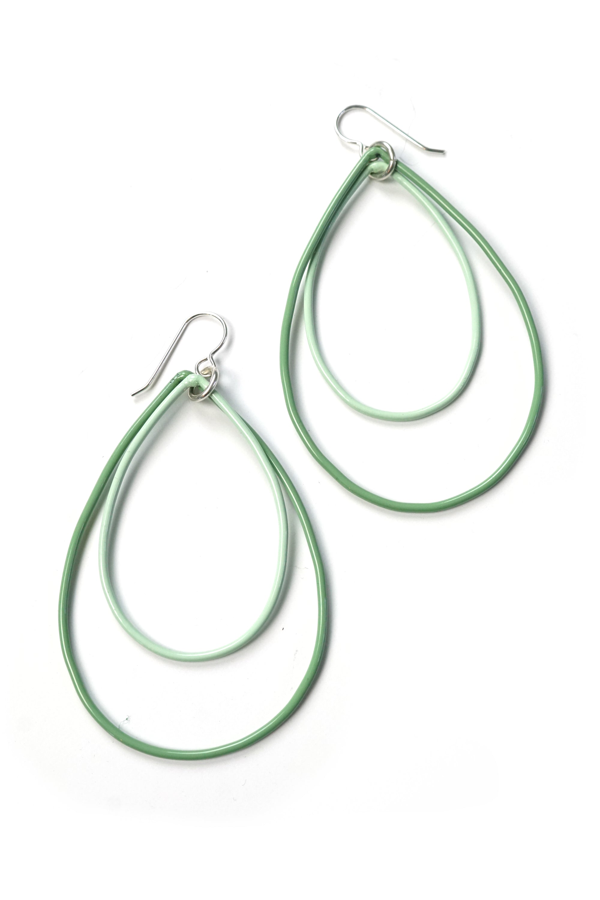 Large Rachel earrings in Pale Green and Soft Mint