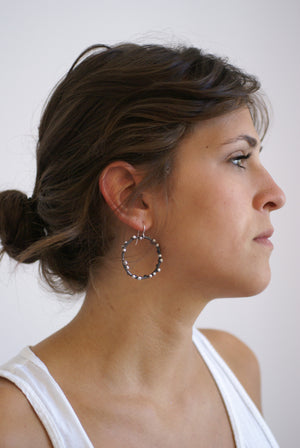 Large Silver on Steel Circle Earrings