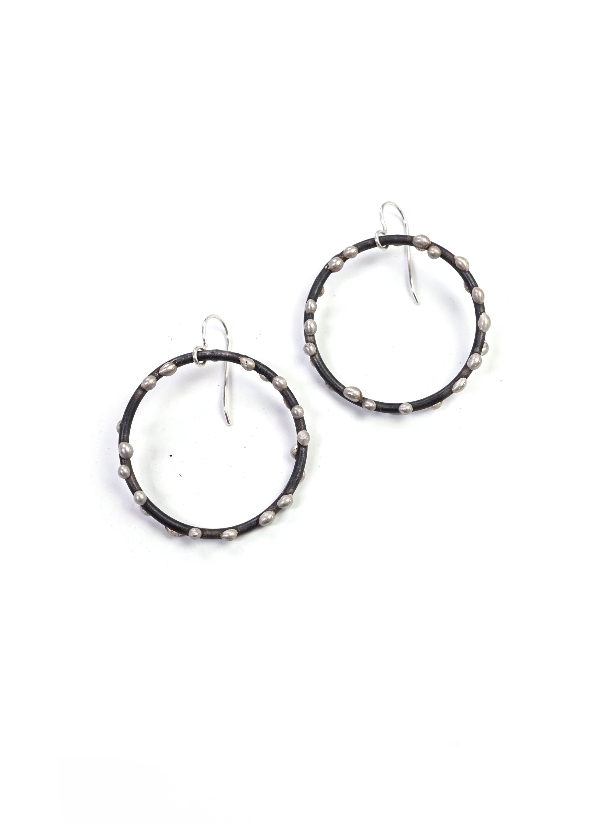 Large Silver on Steel Circle Earrings