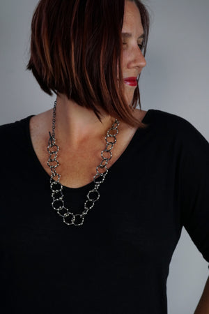 Mid-Length Amaranth Necklace - Silver on Steel
