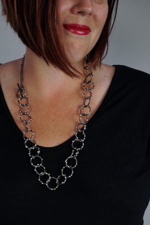 Mid-Length Amaranth Necklace - Silver on Steel