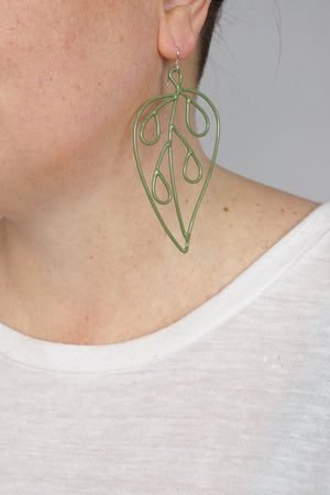 Long Ada Earrings in Olive Green