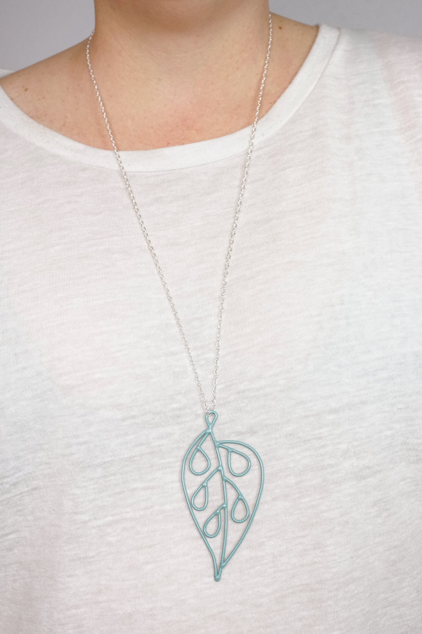Ada Long Pendant in Faded Teal