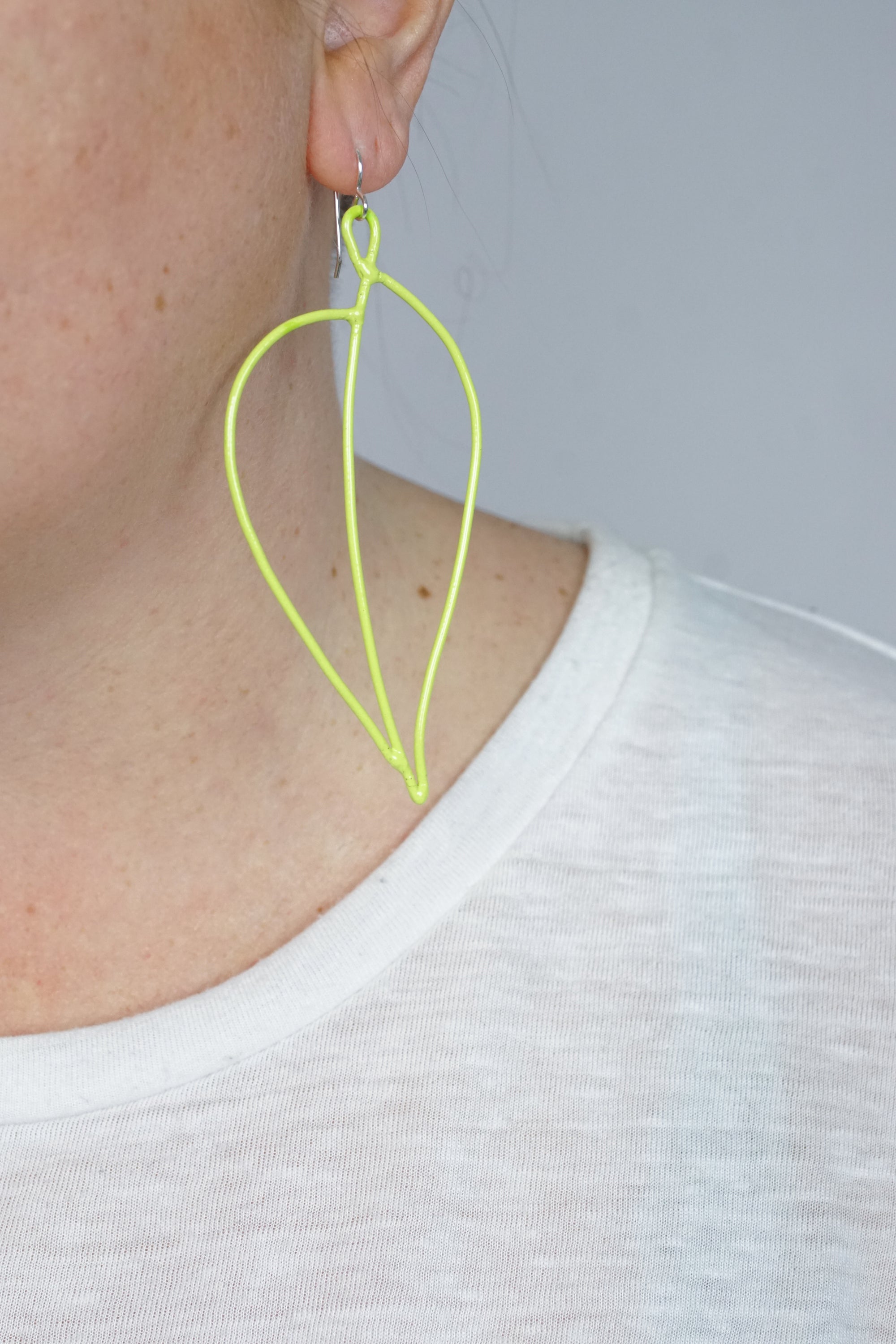 Long Pothos Earrings in Neon Chartreuse