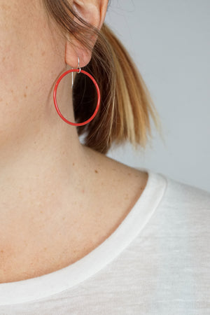 Medium Evident Earrings in Coral Red