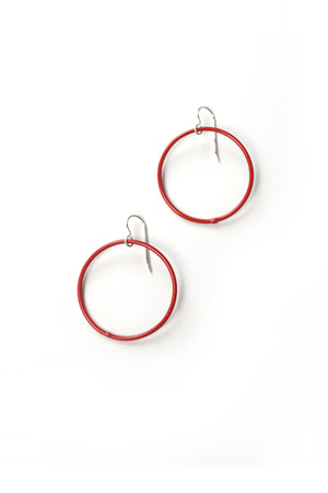 Medium Evident Earrings in Coral Red