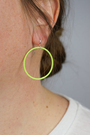 Medium Evident Earrings in Neon Chartreuse