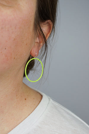 Medium Evident Earrings in Neon Chartreuse