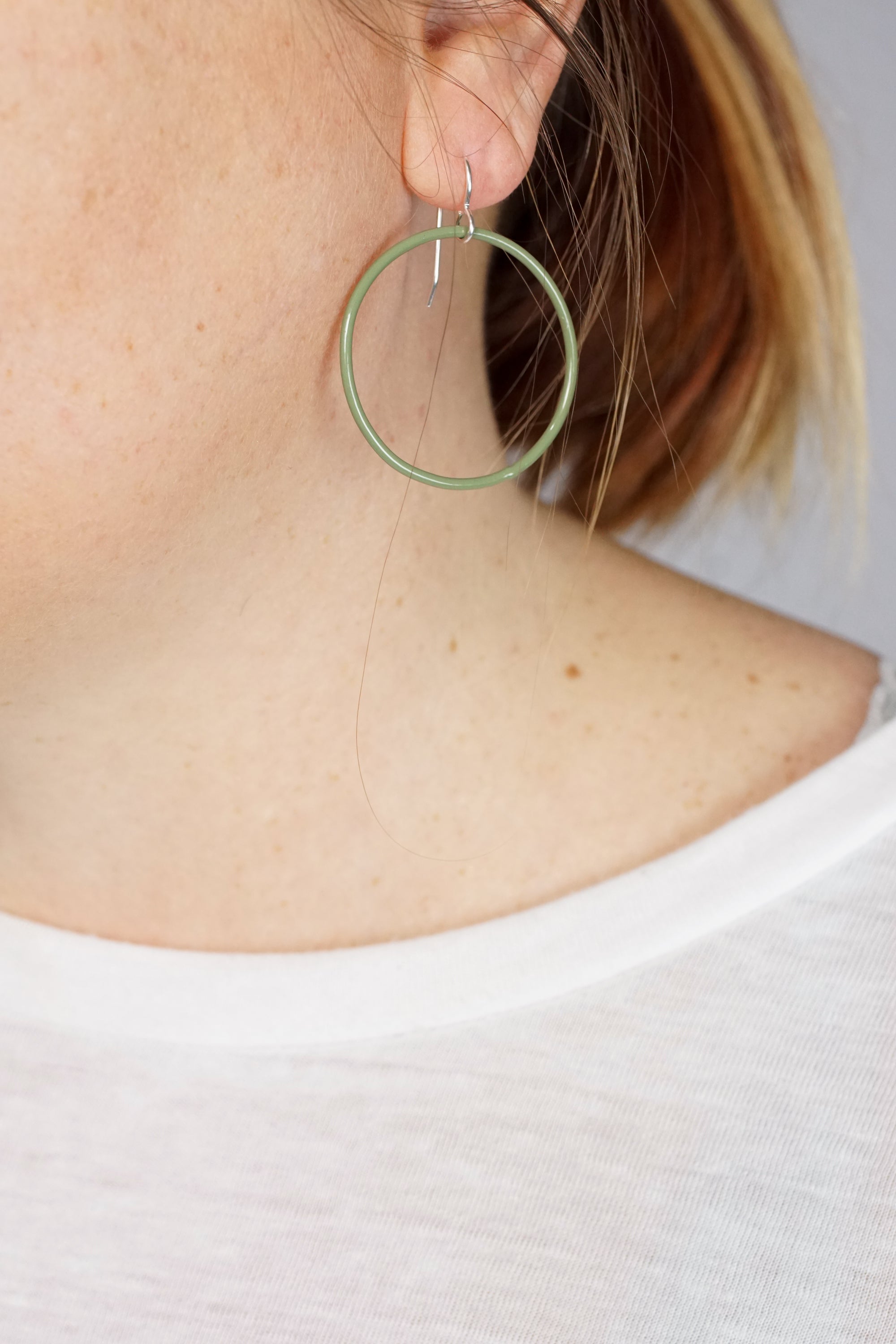 Medium Evident Earrings in Olive Green