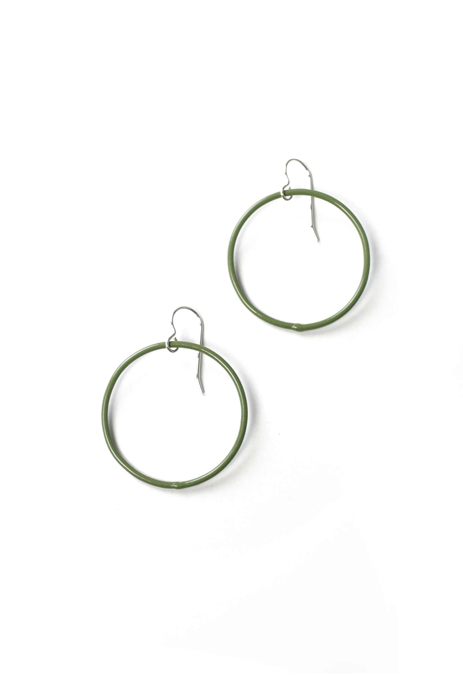 Medium Evident Earrings in Olive Green