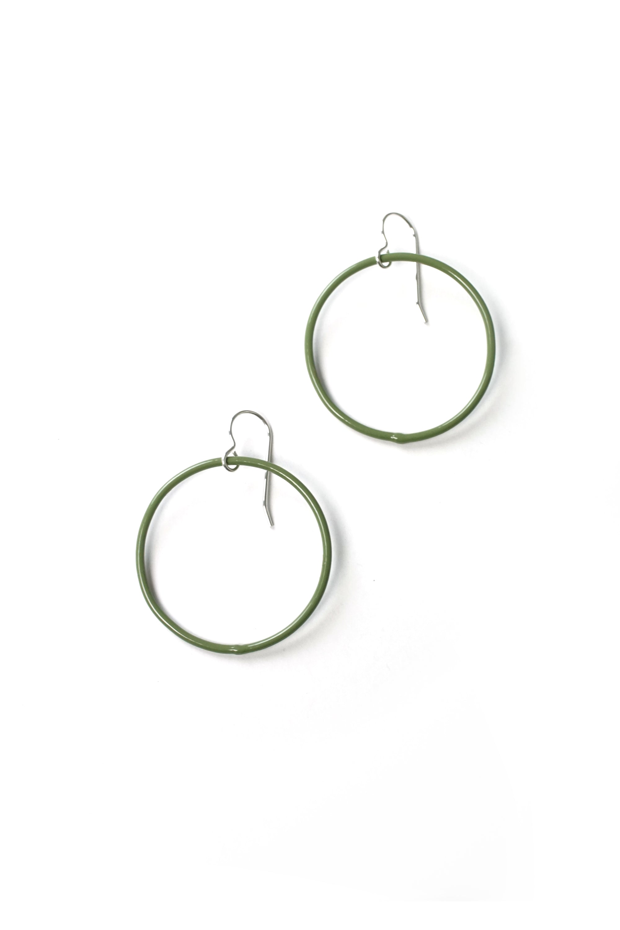 Medium Evident Earrings in Olive Green